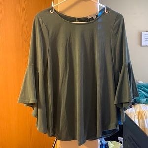 green envelope LA bell sleeve shirt